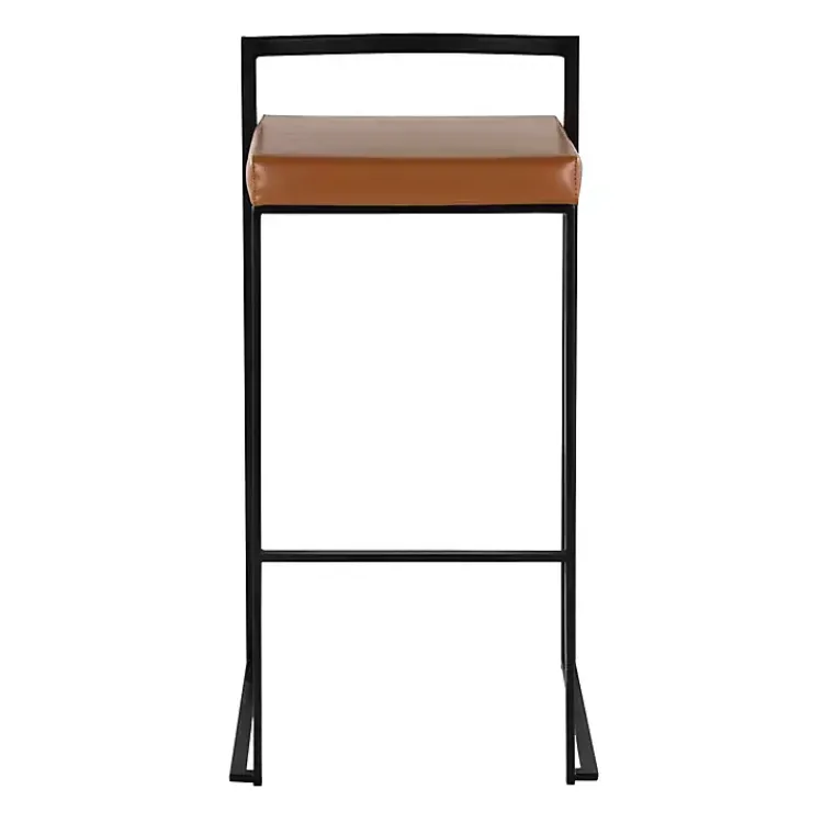 Bar Stools & Counter Height Stools-Kirklands Home Camel Faux Leather Stackable Bar Stools, Set of 2 Tan