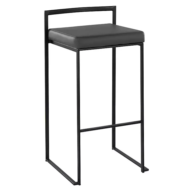 Bar Stools & Counter Height Stools-Kirklands Home Faux Leather Stackable Bar Stools, Set of 2 Gray