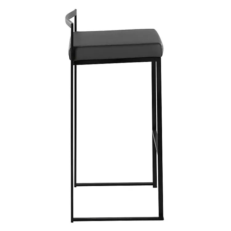 Bar Stools & Counter Height Stools-Kirklands Home Faux Leather Stackable Bar Stools, Set of 2 Gray