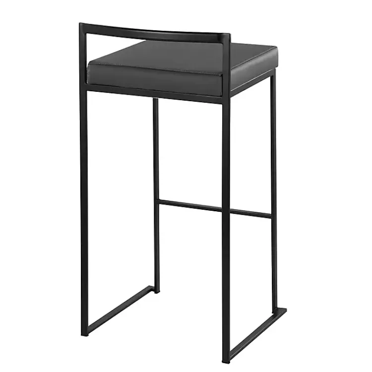 Bar Stools & Counter Height Stools-Kirklands Home Faux Leather Stackable Bar Stools, Set of 2 Gray