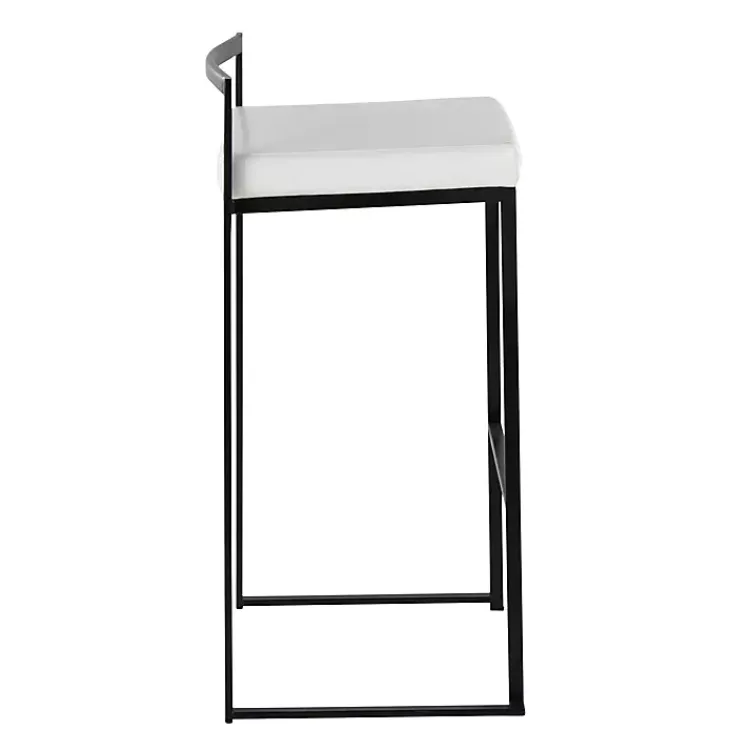 Bar Stools & Counter Height Stools-Kirklands Home Faux Leather Stackable Bar Stools, Set of 2 White