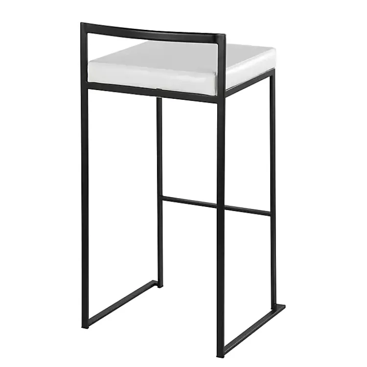 Bar Stools & Counter Height Stools-Kirklands Home Faux Leather Stackable Bar Stools, Set of 2 White