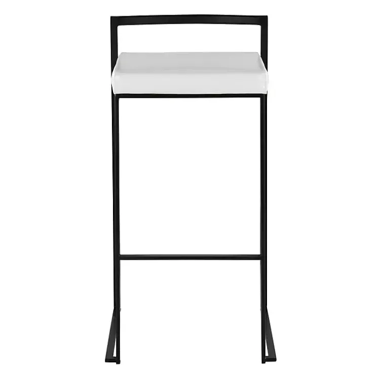 Bar Stools & Counter Height Stools-Kirklands Home Faux Leather Stackable Bar Stools, Set of 2 White