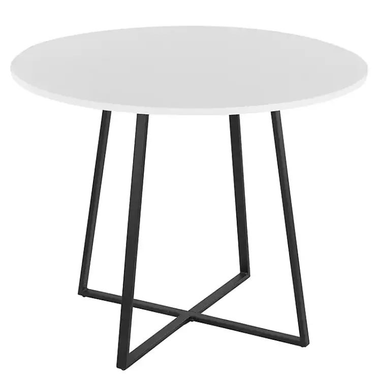 Dining Tables-Kirklands Home Black and Canary Cosmo Round Dining Table White