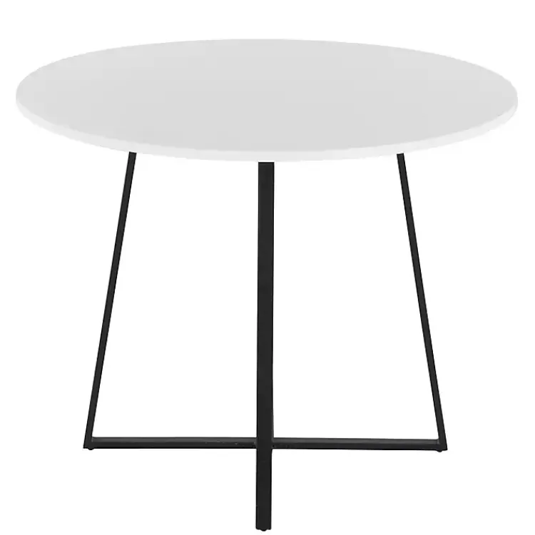 Dining Tables-Kirklands Home Black and Canary Cosmo Round Dining Table White