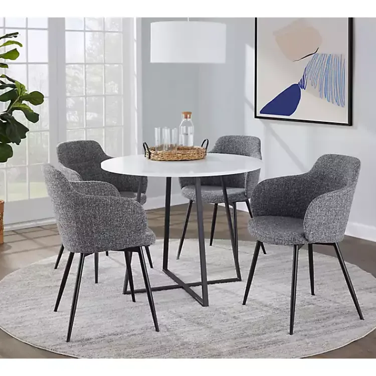 Dining Tables-Kirklands Home Black and Canary Cosmo Round Dining Table White