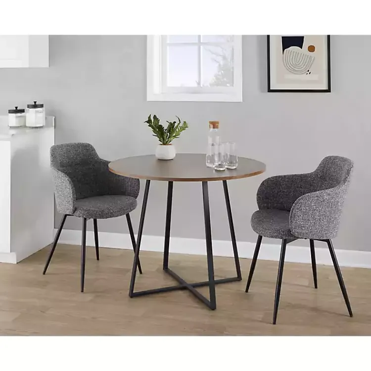 Dining Tables-Kirklands Home Black and Canary Cosmo Round Dining Table Brown