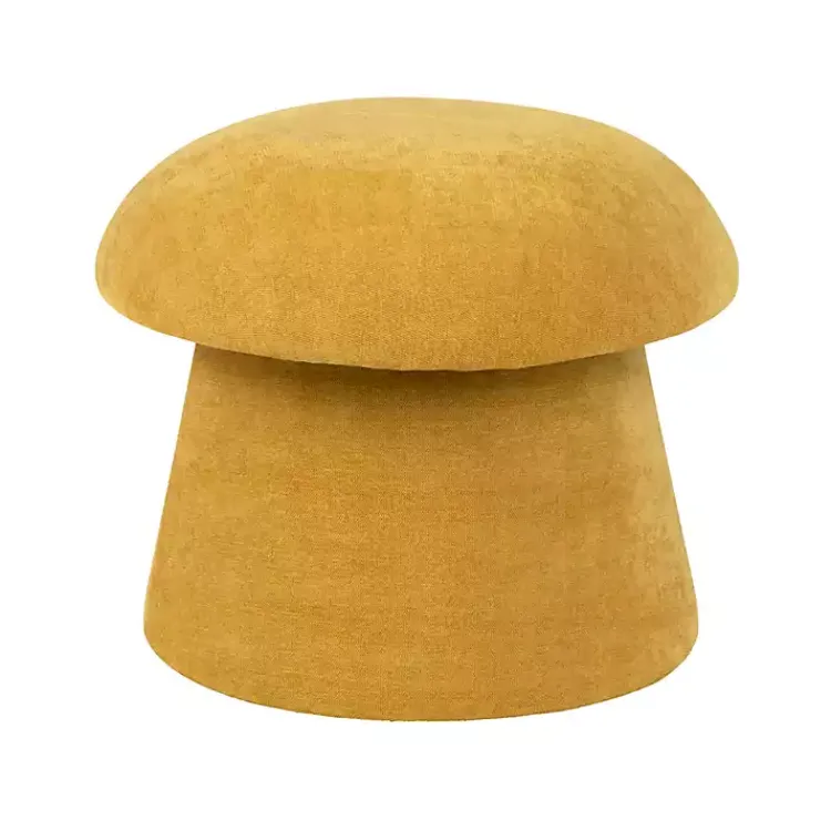 Benches & Ottomans-Kirklands Home Spice Chenille Mushroom Storage Ottoman Yellow