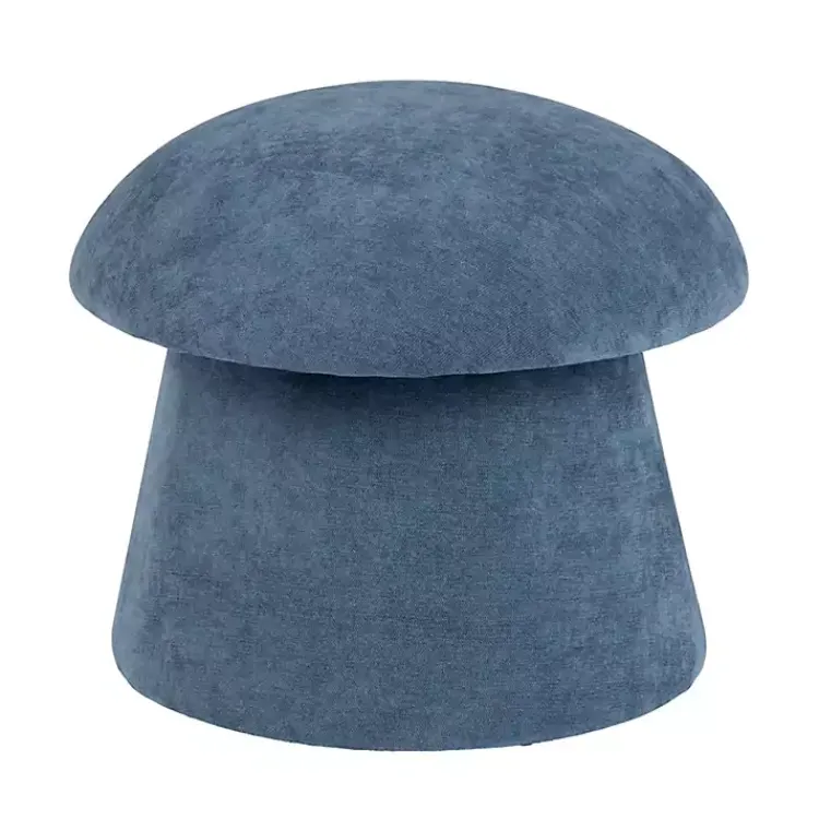 Benches & Ottomans-Kirklands Home Navy Chenille Mushroom Storage Ottoman Blue