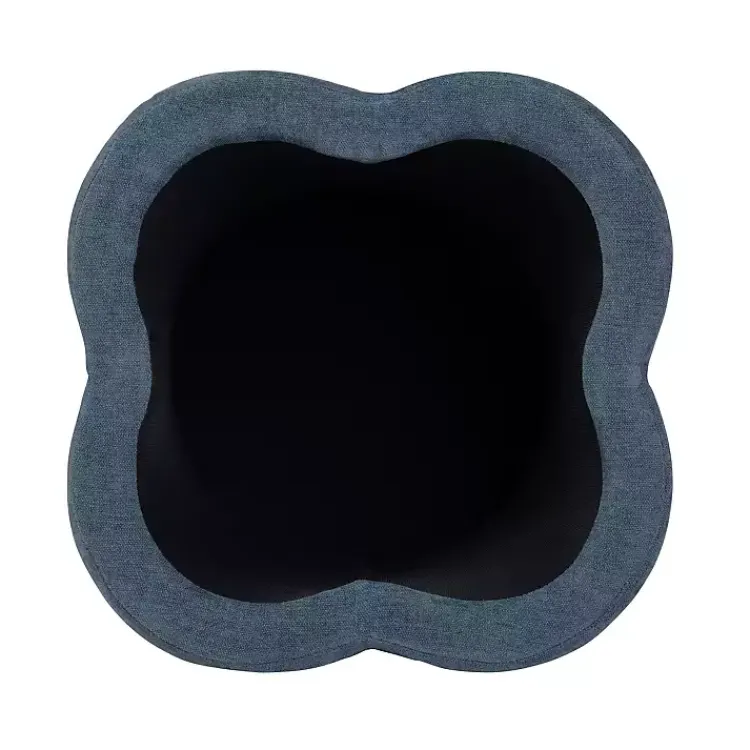 Benches & Ottomans-Kirklands Home Navy Chenille Flower Storage Ottoman Blue