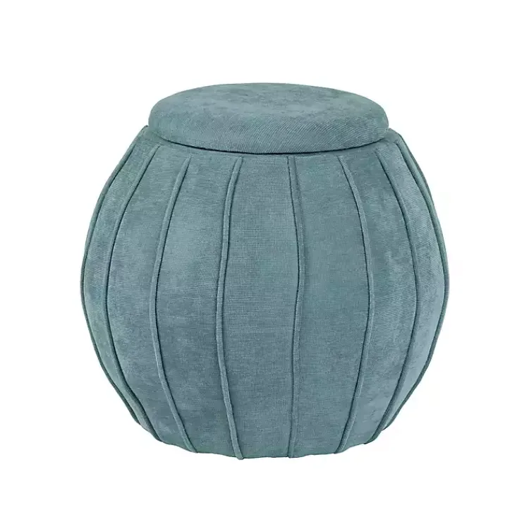Benches & Ottomans-Kirklands Home Rounded Oval Storage Ottoman Blue
