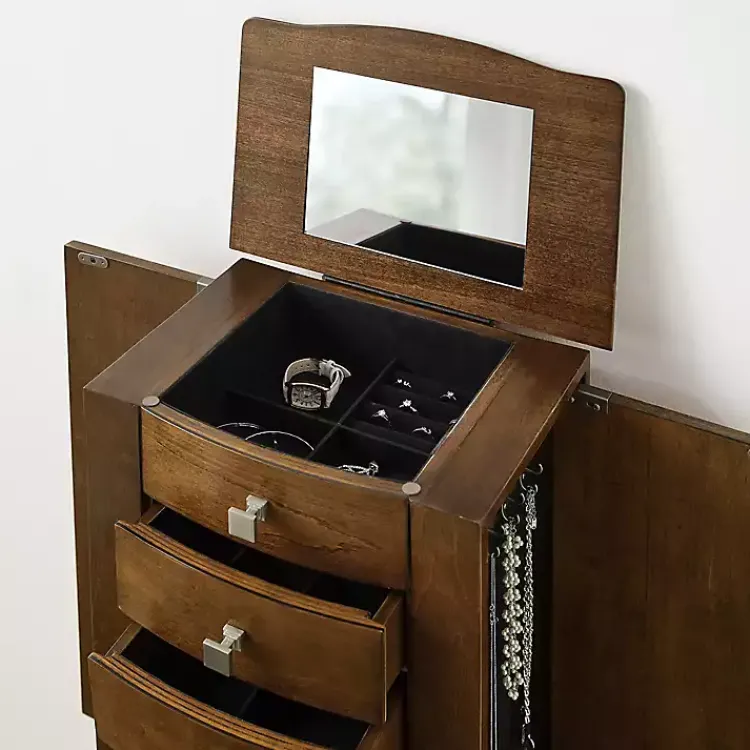 Dressers & Chests-Kirklands Home Walnut Wood 5-Drawer Zinnia Jewelry Armoire Brown