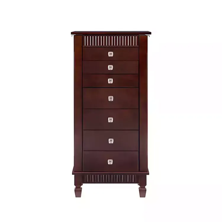 Dressers & Chests-Kirklands Home Merlot Wood 7-Drawer Joslyn Jewelry Armoire Brown
