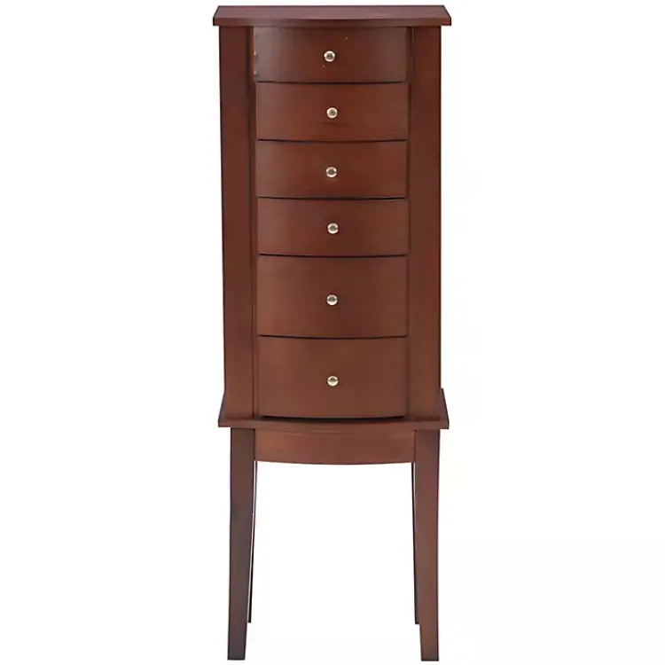 Dressers & Chests-Kirklands Home Walnut Wood 6-Drawer Maddie Jewelry Armoire Brown