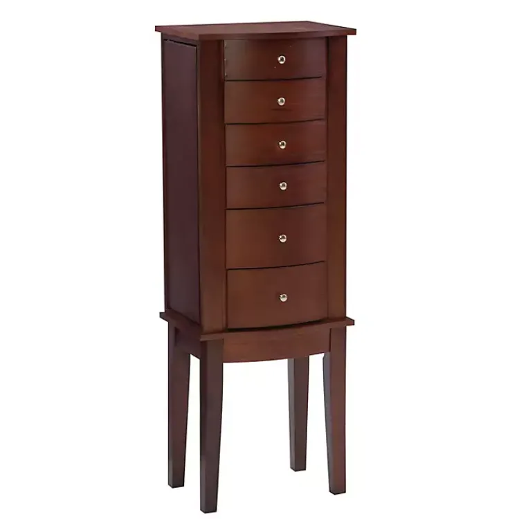 Dressers & Chests-Kirklands Home Walnut Wood 6-Drawer Maddie Jewelry Armoire Brown