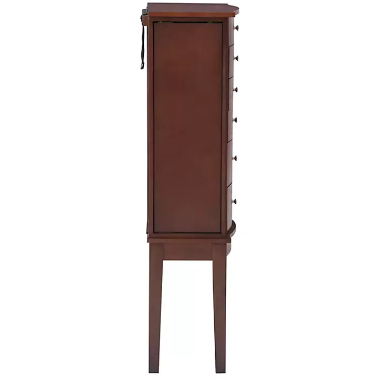 Dressers & Chests-Kirklands Home Walnut Wood 6-Drawer Maddie Jewelry Armoire Brown