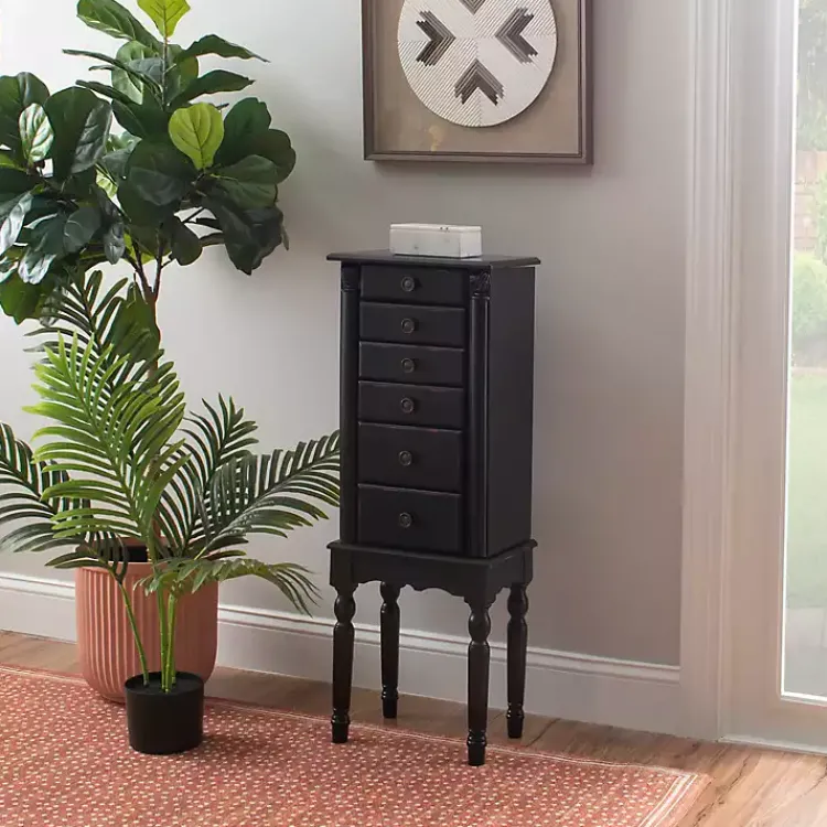 Dressers & Chests-Kirklands Home 5-Drawer Ollie Petite Jewelry Armoire Black