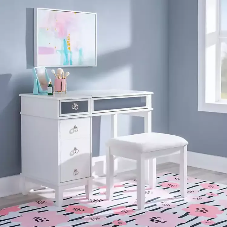 Dressers & Chests-Kirklands Home Eva Mirrored 2-pc. Vanity Set White