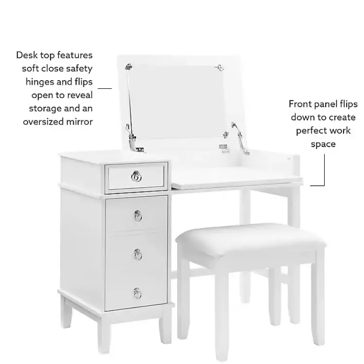 Dressers & Chests-Kirklands Home Eva Mirrored 2-pc. Vanity Set White