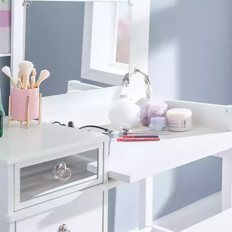 Dressers & Chests-Kirklands Home Eva Mirrored 2-pc. Vanity Set White