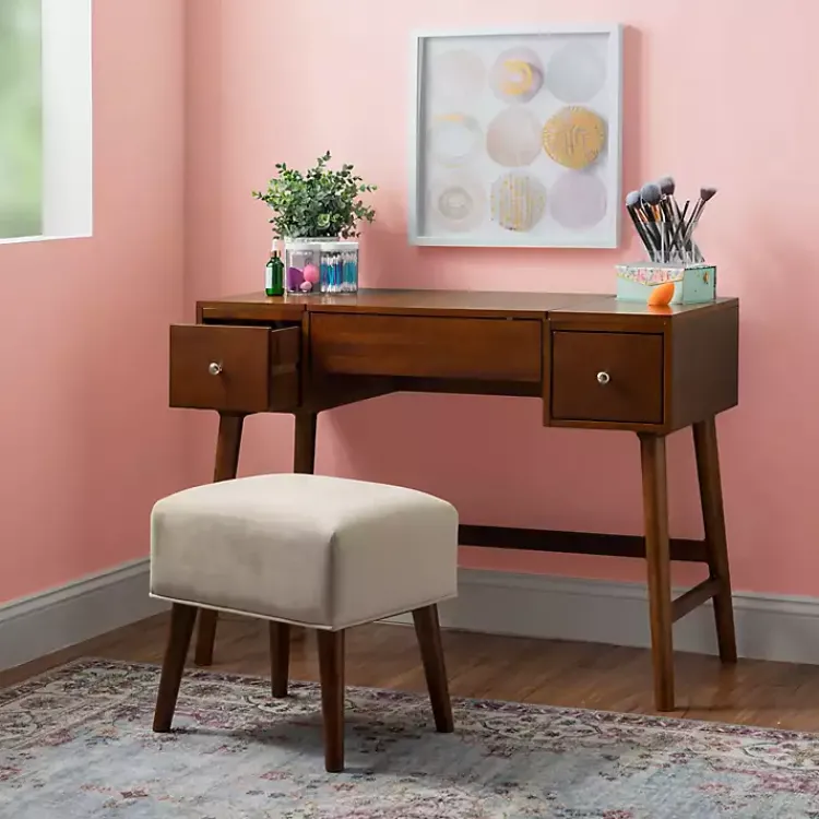 Dressers & Chests-Kirklands Home Walnut Viola Flip-Top 2-pc. Vanity Set Brown