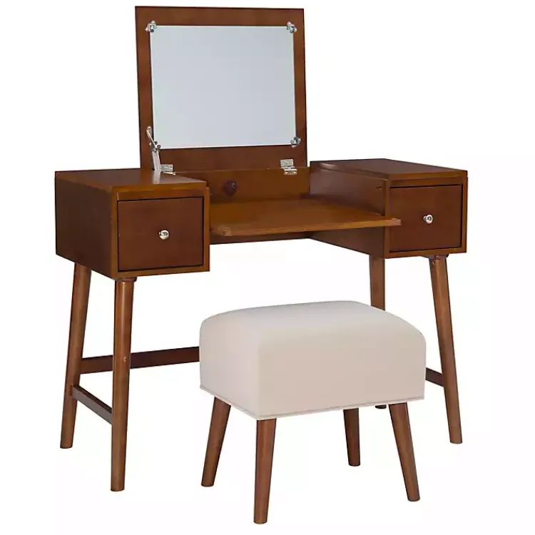 Dressers & Chests-Kirklands Home Walnut Viola Flip-Top 2-pc. Vanity Set Brown