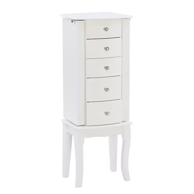 Dressers & Chests-Kirklands Home 5-Drawer Jasmine Petite Jewelry Armoire White