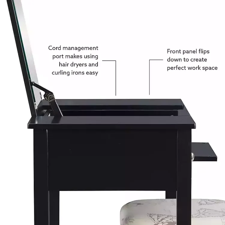 Dressers & Chests-Kirklands Home Virginia Butterfly 2-pc. Vanity Set Black